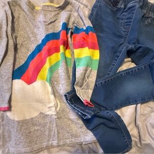 Boden Gray Long Sleeve Shirt with Vibrant Rainbow
